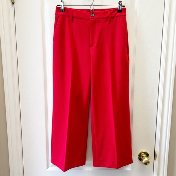 Banana Republic High Rise Slim Wide Leg Cropped Pants Red Size 2 - Picture 2 of 15